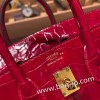 エルメスバーキン 25センチニロティカス Crocodile NiloticusQ5/Rouse Casaque  ルージュカザックゴールド金具  全手縫いbirkin25-007