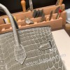エルメスバーキン 25センチニロティカス Crocodile Niloticus81/Gris Tourterelle トゥルティエールグレーゴールド金具  全手縫いbirkin25-009