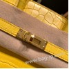 エルメスバーキン 25センチニロティカス Crocodile NiloticusM9 / mimosa ミモザゴールド金具  全手縫いbirkin25-010