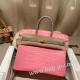 エルメスバーキン 25センチアリゲーターマット Alligator Crocodile 5P/Pink & 80/Pearl GreyピンクX パールグレーゴールド金具  全手縫いbirkin25-014