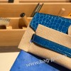 エルメスバーキン 25センチアリゲーターマット Alligator Crocodile touch Bleu Hydra& Bleu Izmir ブルーイドラ(T7)/ブルーイズミール(7W)シルバー金具 全手縫いbirkin25-017