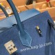 エルメスバーキン 25センチChamois 08 / bleu royal  ブルーロワイヤルシルバー金具 全手縫いbirkin25-022