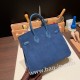エルメスバーキン 25センチChamois 08 / bleu royal  ブルーロワイヤルシルバー金具 全手縫いbirkin25-022