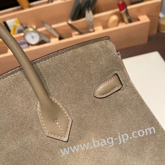 エルメスバーキン 25センチChamois 18/Étoupe Grey グリエレファント シルバー金具 全手縫いbirkin25-023