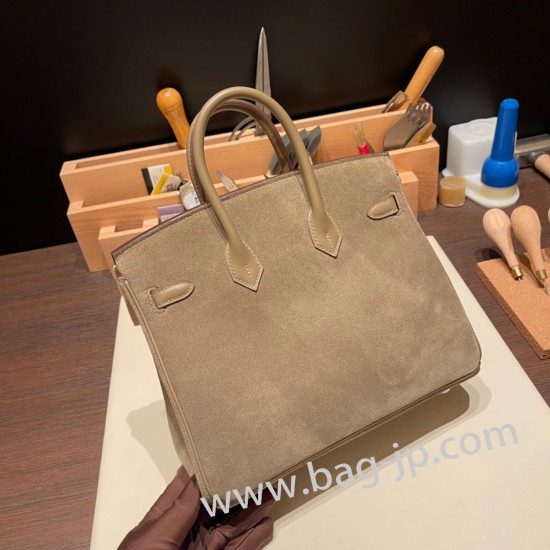 エルメスバーキン 25センチChamois 18/Étoupe Grey グリエレファント シルバー金具 全手縫いbirkin25-023