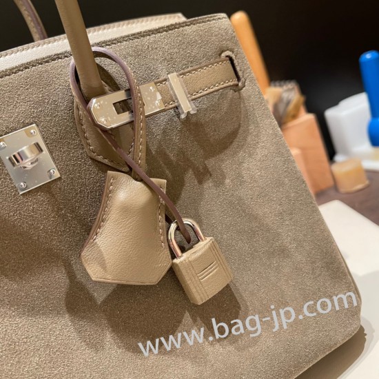 エルメスバーキン 25センチChamois 18/Étoupe Grey グリエレファント シルバー金具 全手縫いbirkin25-024