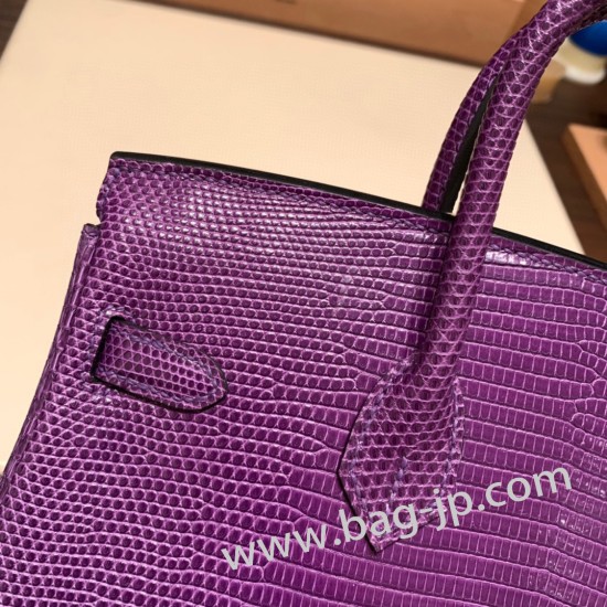 エルメスバーキン 25センチLizard リザードナチュラアネモネ P9/Anemoneゴールド金具  全手縫いbirkin25-028