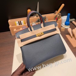 エルメスバーキン 25センチヴォーエプソン Epsom ヴォーエプソン Epsom76/Blue Indigoゴールド金具  全手縫いbirkin25-041