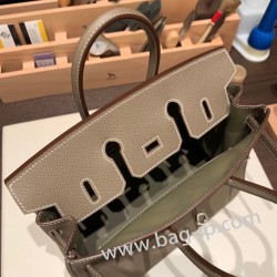 エルメスバーキン 25センチヴォーエプソン Epsom 18 /Étoupe Grey エトゥープシルバー金具 全手縫いbirkin25-042