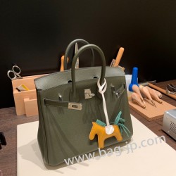 エルメスバーキン 25センチヴォーエプソン Epsom C6 /Vert Gris ヴェールグリスシルバー金具 全手縫いbirkin25-047