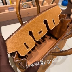 エルメスバーキン 25センチヴォーエプソン Epsom 37 /Gold ゴールドシルバー金具 全手縫いbirkin25-048