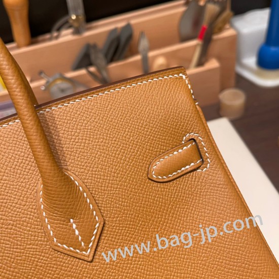 エルメスバーキン 25センチヴォーエプソン Epsom 37 /Gold ゴールドゴールド金具  全手縫いbirkin25-049