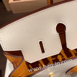 エルメスバーキン 25センチヴォーエプソン Epsom クレ X ソレイユ 10/ Craie & 9H/Soleilゴールド金具  全手縫いbirkin25-058