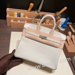 エルメスバーキン 25センチスイフト swift パールグレー 80 Pearl Grey シルバー金具 全手縫いbirkin25-080