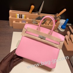 エルメスバーキン 25センチスイフト swift ピンク 5P /Pink シルバー金具 全手縫いbirkin25-082