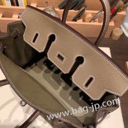 エルメスバーキン 25センチトゴ Togo エトゥープ18 /Étoupe Grey シルバー金具 全手縫いbirkin25-091