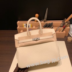 エルメスバーキン 25センチトゴ Togo  クレ10 /Craie シルバー金具 全手縫いbirkin25-095