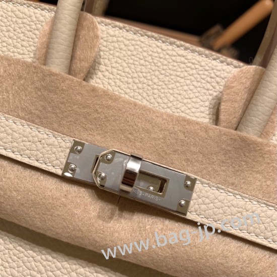 エルメスバーキン 25センチトゴ Togo  クレ10 /Craie シルバー金具 全手縫いbirkin25-095