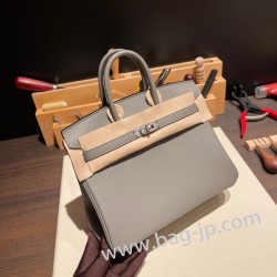 エルメスバーキン 25センチトゴ Togo グリメイヤー0L/ Gris Meyer シルバー金具 全手縫いbirkin25-115