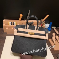 エルメスバーキン 25センチトゴ Togo ブラック89/ Blackゴールド金具  全手縫いbirkin25-131