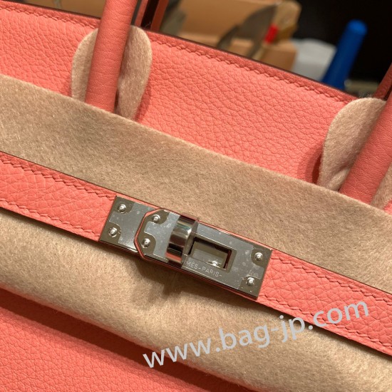 エルメスバーキン 25センチトゴ Togo ローズエテK4 /Rose d’ete シルバー金具 全手縫いbirkin25-152