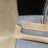 【エルメス】バーキン 25 Tc 革 J7 ブルーラン ×D0 ベージュドゥワイマール シルバー金具｜柔らかな質感と落ち着いたブルー × ベージュ ハイクラス日常バッグ 