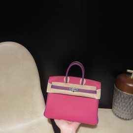 【全新入荷】エルメス バーキン 25 トゴ革 5J フューシャピンク ×P9 アネモネ シルバー金具｜大胆なピンクトーンマッチング エディトリアル的な存在感 