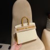 3C /Parchemin  パルシュマン & 22 /Saffron  サフラン珍しいカラーブロック 25cm Birkin｜柔らかい素材・平滑表面・優れた通気性・高い耐磨耗性！エルメスバーキンオーストリッチ 25センチ ゴールド金具  