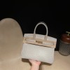 4Z  ゴールド金具 4Z /Gris Mouette  グリムエット エルメスバーキンオーストリッチ 25センチ 高級カスタムメイド Birkin 30cm 南アフリカ KK オーストリッチ 