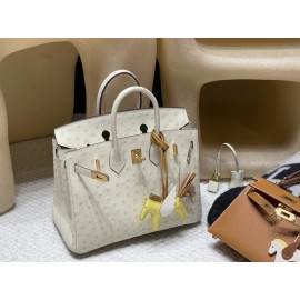 エルメスバーキンオーストリッチ 25センチ 高級カスタムメイド Birkin 25cm 南アフリカ KKオーストリッチ  パルシュマン｜オーストリッチ白系最高の美しさと品格を持つ色調！ゴールド金具