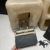 88/Graphite   グラファイト & 89/Black (Noir) ブラックフロストシルバー金具 高級カスタムメイド 25 birkin  南アフリカ KK オーストリッチ 
