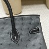 88/Graphite   グラファイト & 89/Black (Noir) ブラックフロストシルバー金具 高級カスタムメイド 25 birkin  南アフリカ KK オーストリッチ 