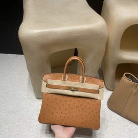 37/Gold   ゴールド  ゴールド金具 エルメスバーキンオーストリッチ 25センチ 高級 カスタムメイド 25 birkin 南アフリカ KK オーストリッチ  