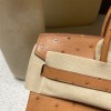 37/Gold   ゴールド  ゴールド金具 エルメスバーキンオーストリッチ 25センチ 高級 カスタムメイド 25 birkin 南アフリカ KK オーストリッチ  