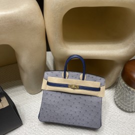 R2 Blue Agate  ブルーアガット&77/Blue Iris  ブルーアイリス  ゴールド金具 エルメスバーキンオーストリッチ 25センチ 高級 カスタムメイド 25 birkin 南アフリカ KK オーストリッチ  