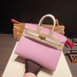 エルメスバーキン 25 外縫い  モーヴシルベストルx クレ&9 Mauve Sylvestre 10 Craie 全手縫いbirkin25-w001