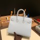 エルメスバーキン 25 外縫い アズール 7R Azur 全手縫いbirkin25-w005