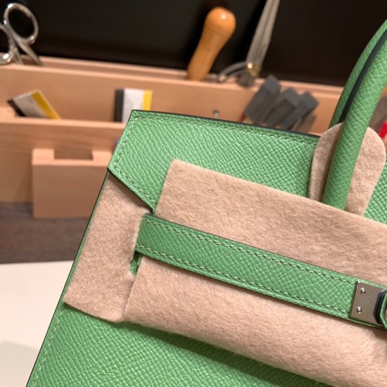 エルメスバーキン 25 外縫い ヴェールクリケット3I Vert Criquet 全手縫いbirkin25-w026