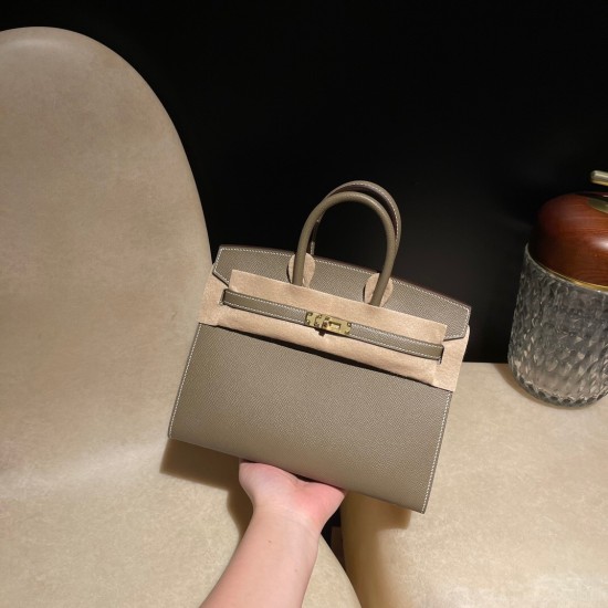 エルメスバーキン 25 外縫い18/Étoupe Grey (Étoupe)  エトゥープ全手縫いbirkin25-w034