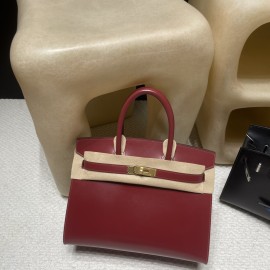 【激レア・ヴィンテージ】Hermès 30 Birkin Sellier Box 皮 55/Rouge H ルージュアッシュ ゴールド金具 Box  ボックスカーフ