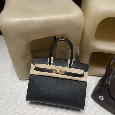 【若々しいシャープデザイン】Hermès 30 Birkin Sellier 外縫いEpsom 89 / ブラック ゴールド金具 ヴォーエプソン Epsom