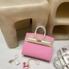 【夢のカラーコンボ】Hermès 25 Birkin Sellier 外縫いEpsom 5P / ピンク ×01 / ホワイト 反線 ゴールド金具 未使用保存品 ヴォーエプソン Epsom