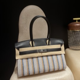 HERMES エルメス ショルダーバッグ ショルダーバーキンライト29 クーベルチュール ライン 刺繍 エクリュ/ベージュ/フォーヴ/ローズポップ/黒/ゴールド トワルアッシュ/スイフト シルバー金具