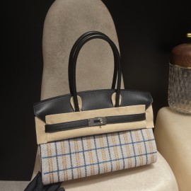 Shoulder birkin 29cm エルメス バーキンショルダーライト29 エクリュ オレンジ クーベルチュール ライン 刺繍 ブルー スイフト トワルアッシュ シルバー金具  Shoulder birkin 29cm