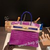 エルメスバーキン 30センチポロサスマットporous Crocodile アネモネxブルーエレクトリックP9 /Anemone& 7T /Blue Electricゴールド金具 birkin30-002 全手縫い