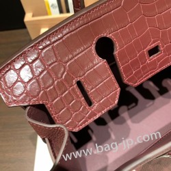 エルメスバーキン 30センチCrocodile& Touch 55/Rouge Hルージュアッシュゴールド金具 birkin30-019 全手縫い