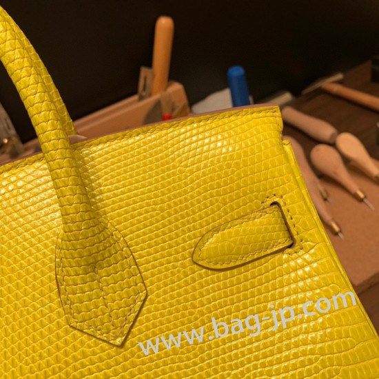 エルメスバーキン 30センチLizard リザードナチュラlizard 9L/CANARIゴールド金具 birkin30-022 全手縫い