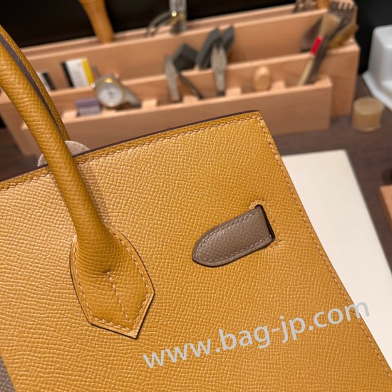 エルメスバーキン 30センチCasaque セサミ x エトゥープ x ブルーニュイシルバー金具 birkin30-024 全手縫い