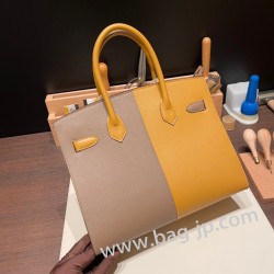 エルメスバーキン 30センチCasaque セサミ x エトゥープ x ブルーニュイシルバー金具 birkin30-024 全手縫い