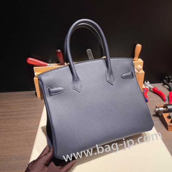 エルメスバーキン 30センチトゴ Togo 2Z/Blue nuit ブルーニュイシルバー金具 birkin30-029 全手縫い